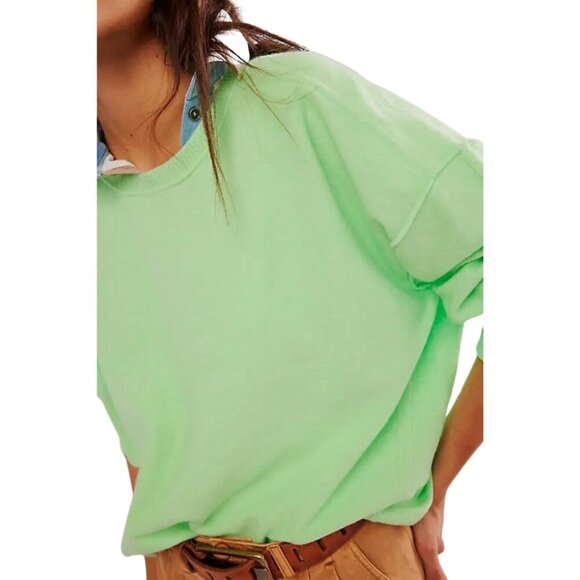 Free People Luna Pullover Sweater Women's Small Kiwi Candy Knit Oversized NWT - Picture 2 of 16